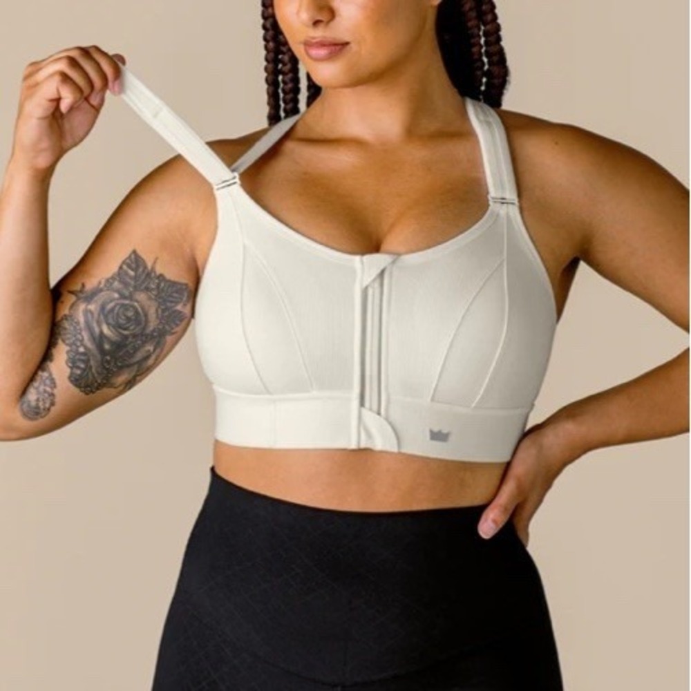 Shefit Ultimate High Impact Sports Bra Zip Front  Adjustable 3Luxe 3 Luxe White